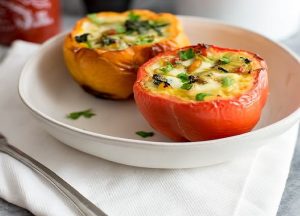 Keto air Fryer Cheesy Bell Pepper Eggs